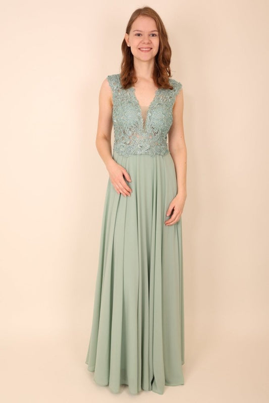 Ballkleid mit Ärmlen, mint - Dein Kleiderladen
