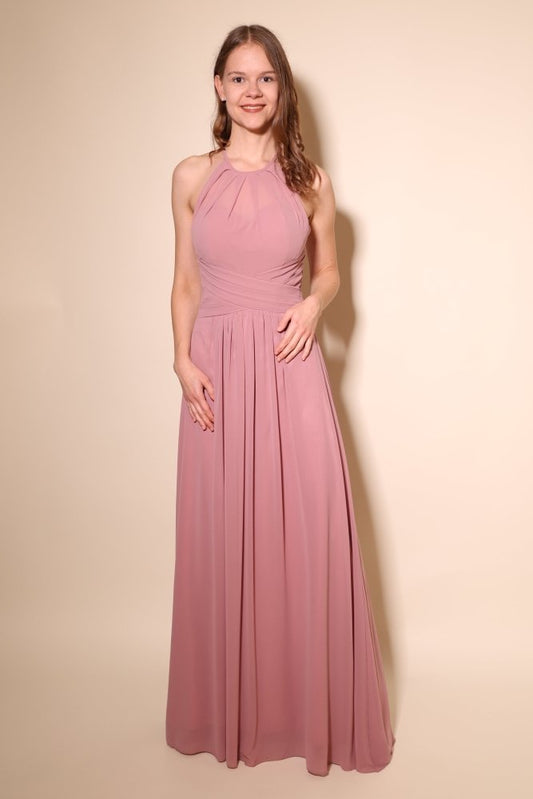 Ballkleid mit elegantem, hochgeschlossenem Ausschnitt, altrosa - Dein Kleiderladen