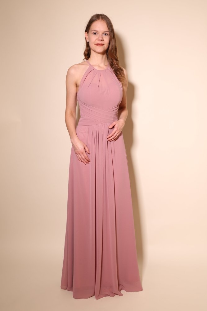 Ballkleid mit elegantem, hochgeschlossenem Ausschnitt, altrosa - Dein Kleiderladen