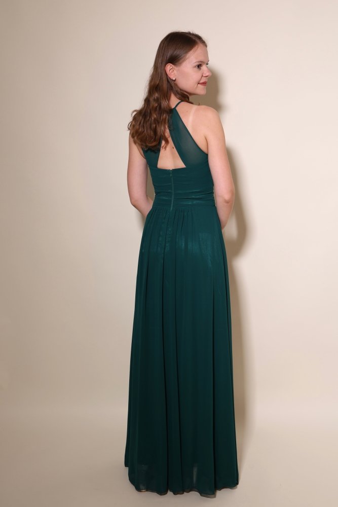 Ballkleid mit elegantem, hochgeschlossenem Ausschnitt, dunkelgrün - Dein Kleiderladen