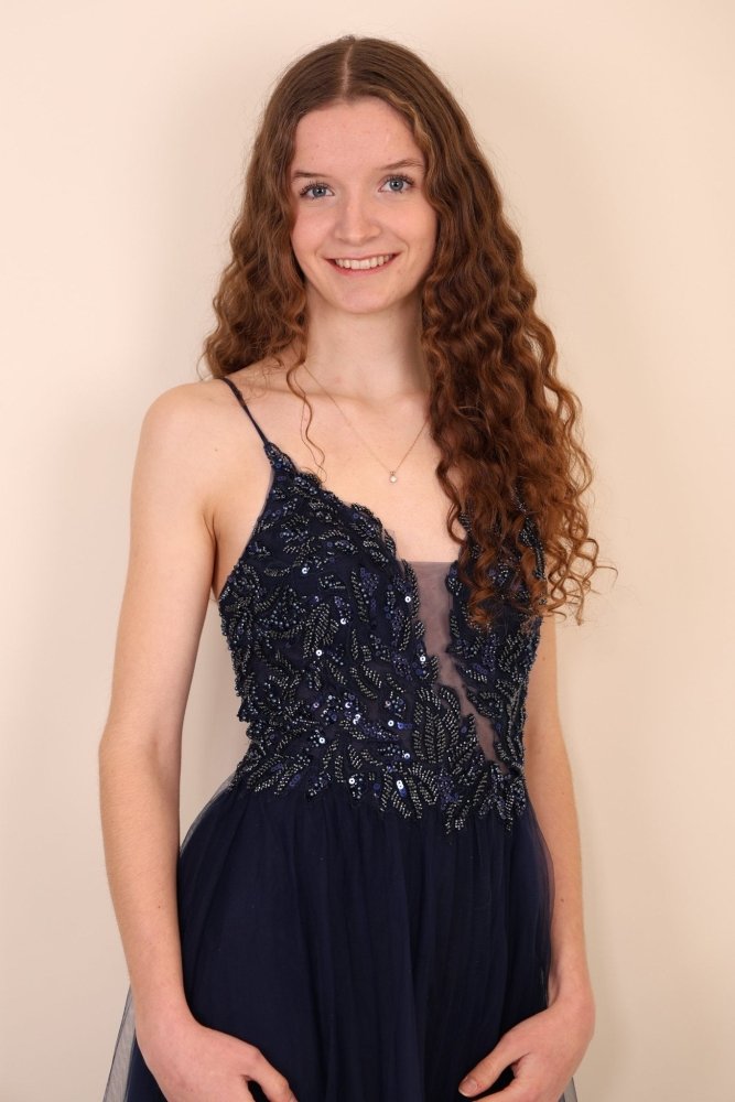 Ballkleid - Pompöses Tüllkleid mit feiner Bestickung, marineblau - Dein Kleiderladen