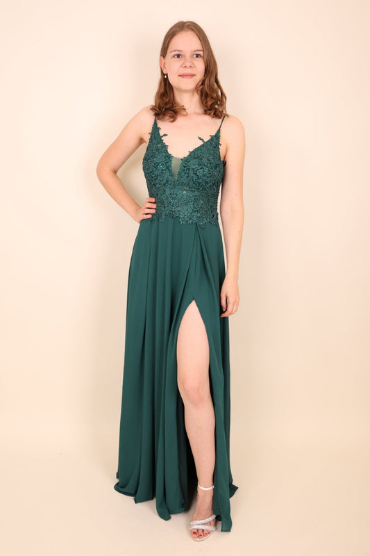 elegantes Abendkleid, dunkelgrün - Dein Kleiderladen