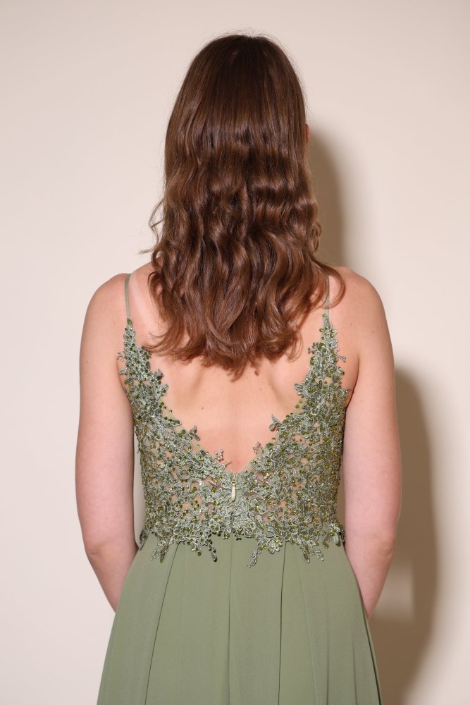 elegantes Ballkleid, oliv - Dein Kleiderladen
