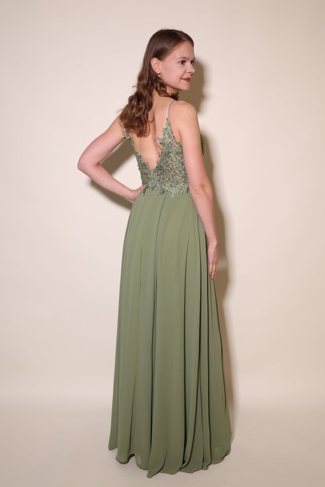 elegantes Ballkleid, oliv - Dein Kleiderladen