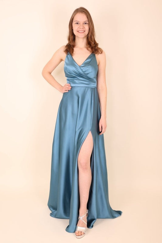 elegantes Satin - Abendkleid, ozeanwelle - Dein Kleiderladen