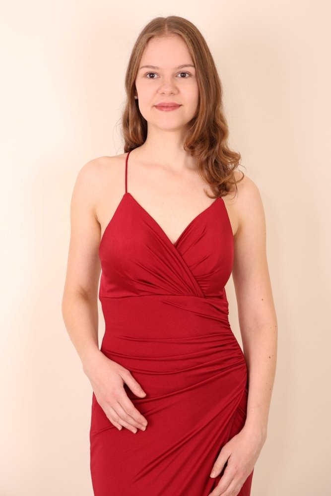 enganliegendes Ballkleid, dunkelrot - Dein Kleiderladen