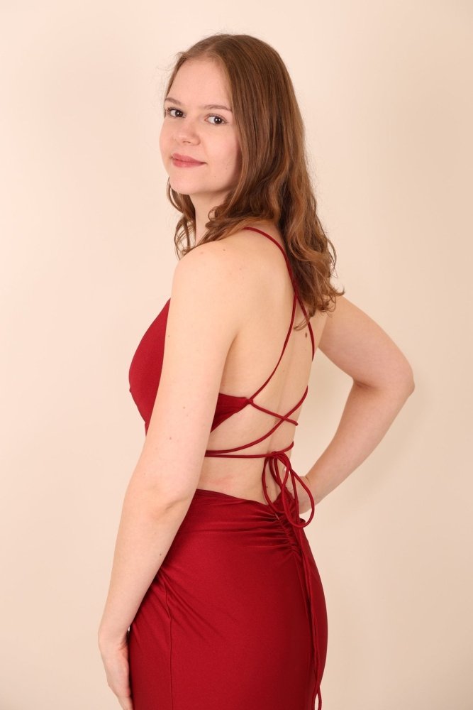 enganliegendes Ballkleid, dunkelrot - Dein Kleiderladen