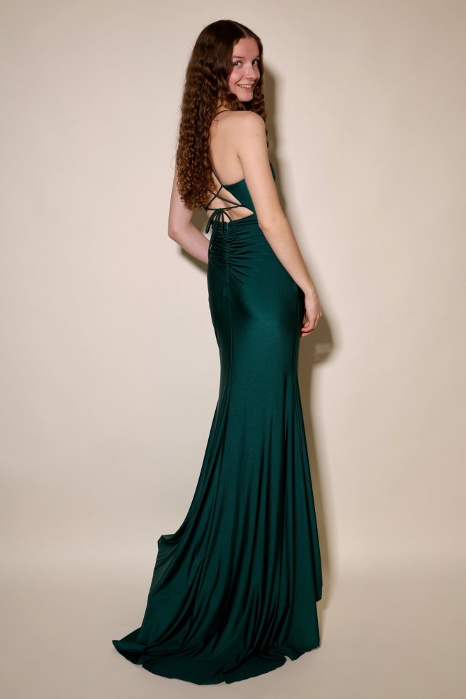 figurbetontes Ballkleid, dunkelgrün - Dein Kleiderladen