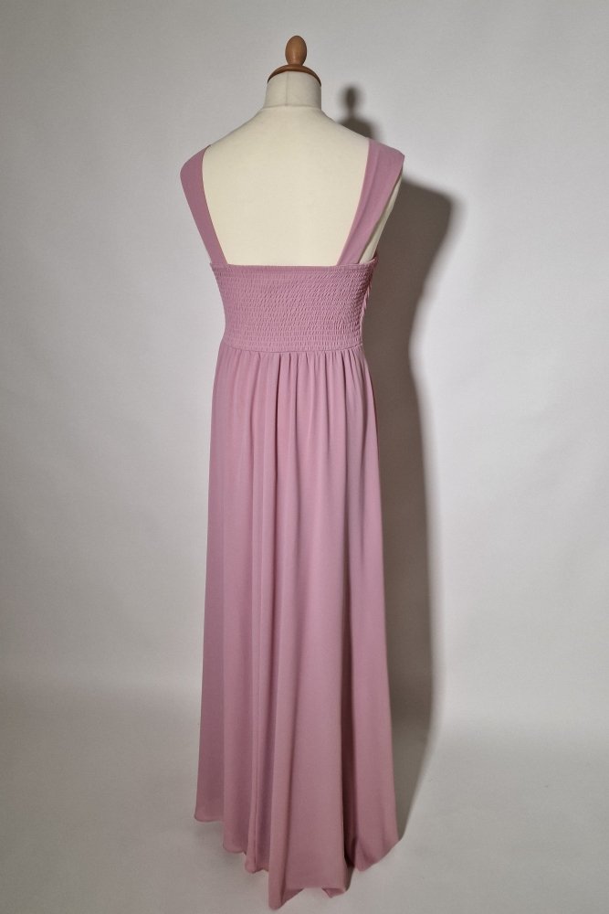 Große Größen Chiffonkleid mit V - Ausschnitt und Schlitz, rosa - Dein Kleiderladen