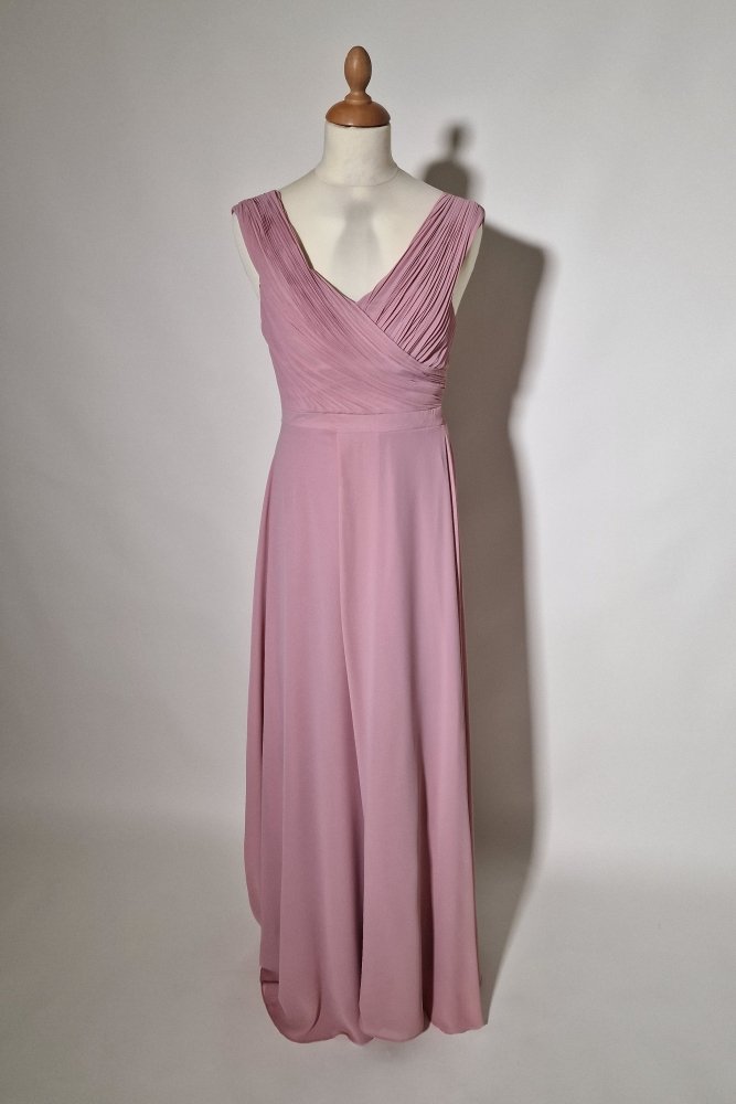 Große Größen Chiffonkleid mit V - Ausschnitt und Schlitz, rosa - Dein Kleiderladen