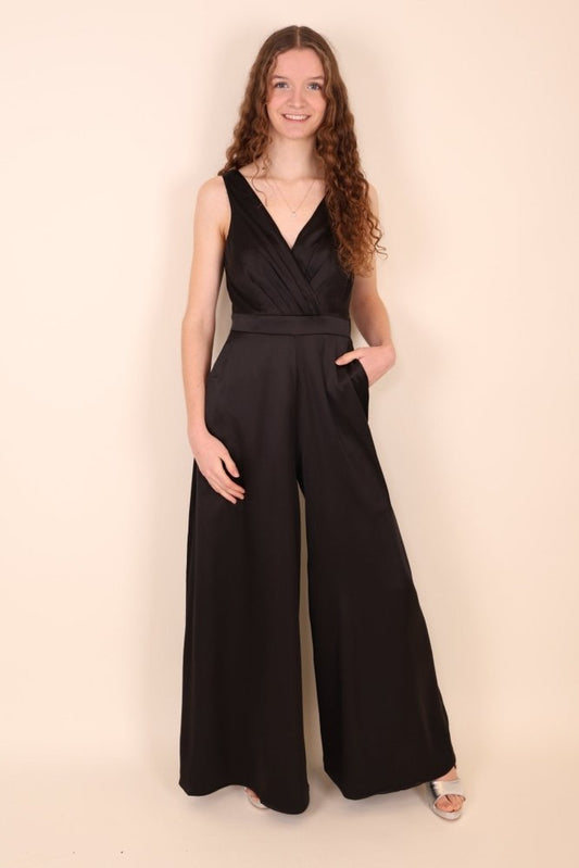 Jumpsuit aus Satin, schwarz - Dein Kleiderladen