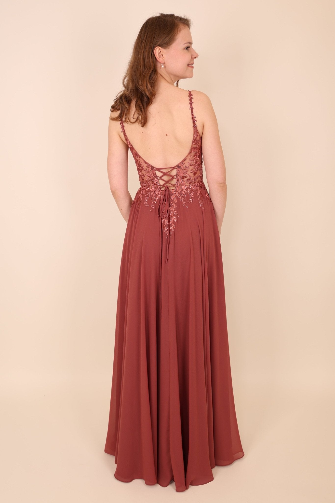 NUR VOR ORT: Abendkleid Luise, terracotta - Dein Kleiderladen