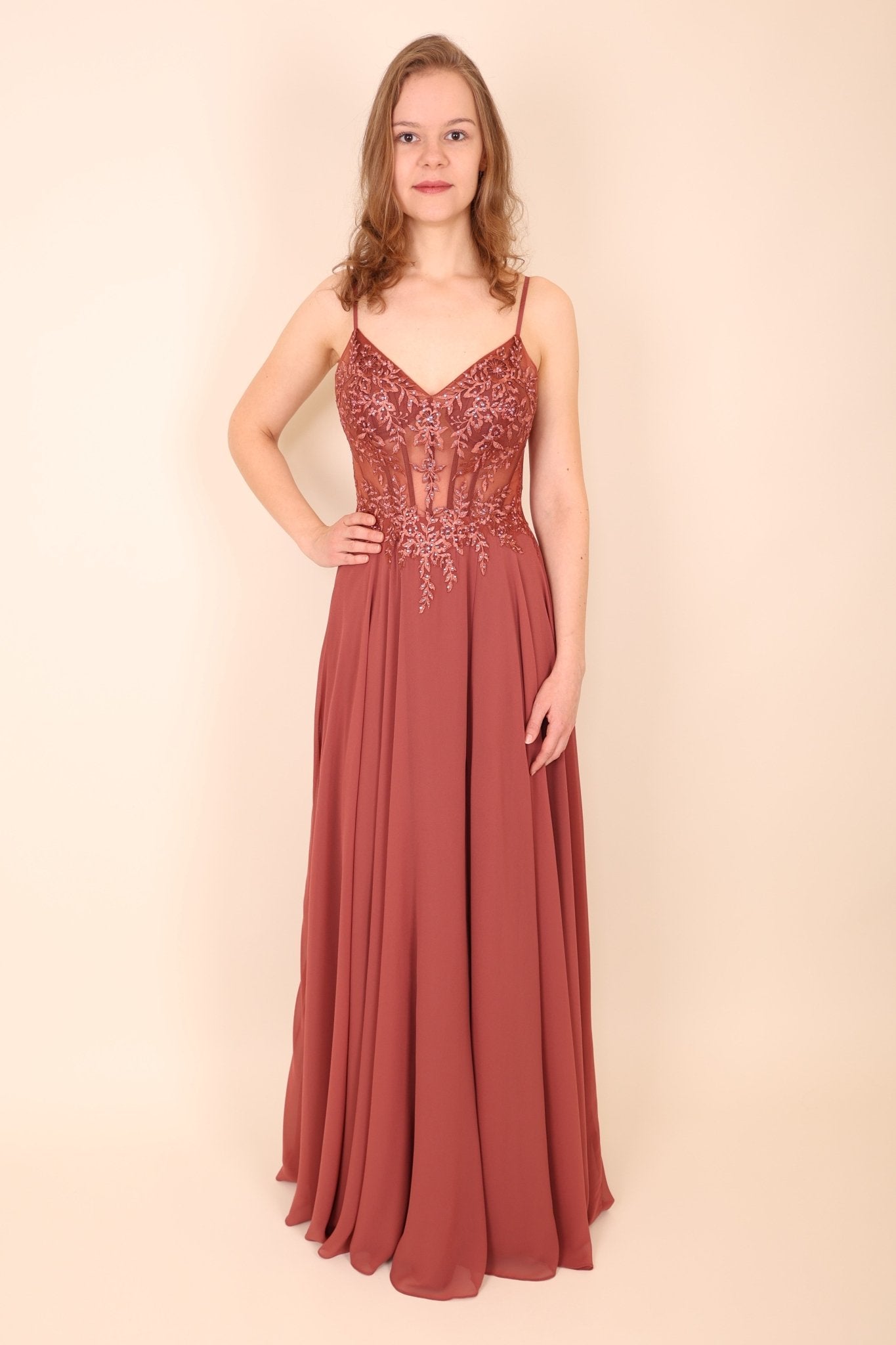 NUR VOR ORT: Abendkleid Mona, terracotta - Dein Kleiderladen