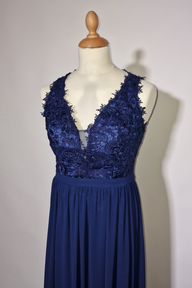 Plus Size Abendkleid mit Spitze, dunkelblau - Dein Kleiderladen