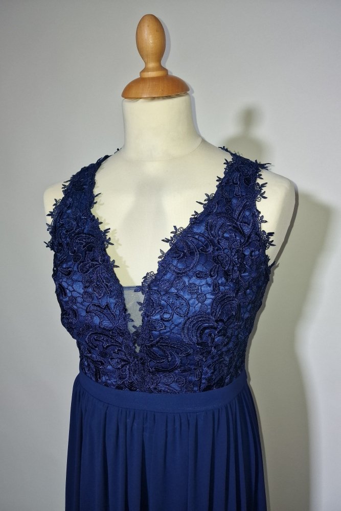 Plus Size Abendkleid mit Spitze, dunkelblau - Dein Kleiderladen