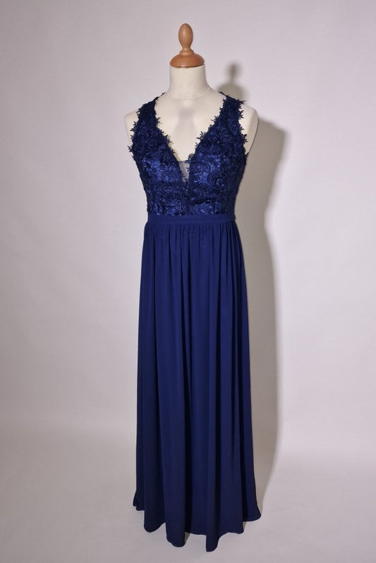 Plus Size Abendkleid mit Spitze, dunkelblau - Dein Kleiderladen