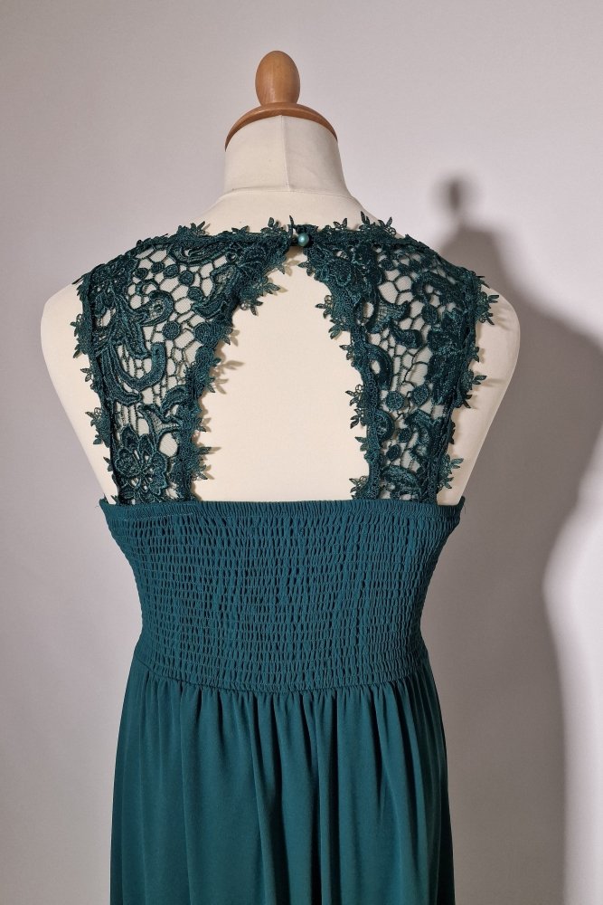 Plus Size Abendkleid mit Spitze, dunkelgrün - Dein Kleiderladen