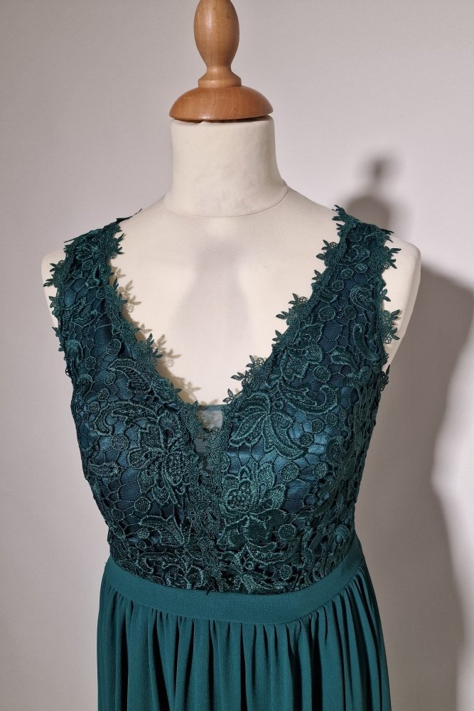 Plus Size Abendkleid mit Spitze, dunkelgrün - Dein Kleiderladen