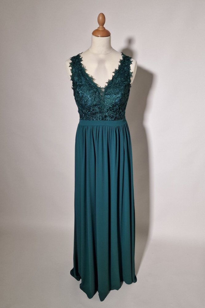 Plus Size Abendkleid mit Spitze, dunkelgrün - Dein Kleiderladen