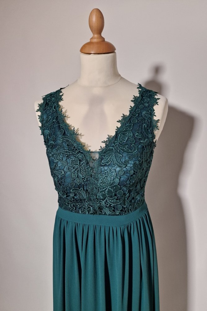 Plus Size Abendkleid mit Spitze, dunkelgrün - Dein Kleiderladen