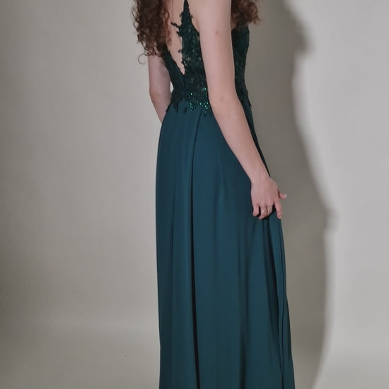 elegantes Ballkleid, dunkelgrün - Dein Kleiderladen