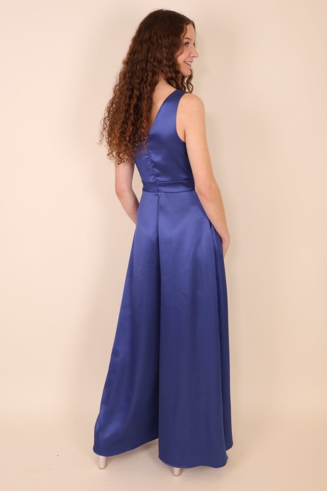 Satin - Jumpsuit royalblau - Dein Kleiderladen