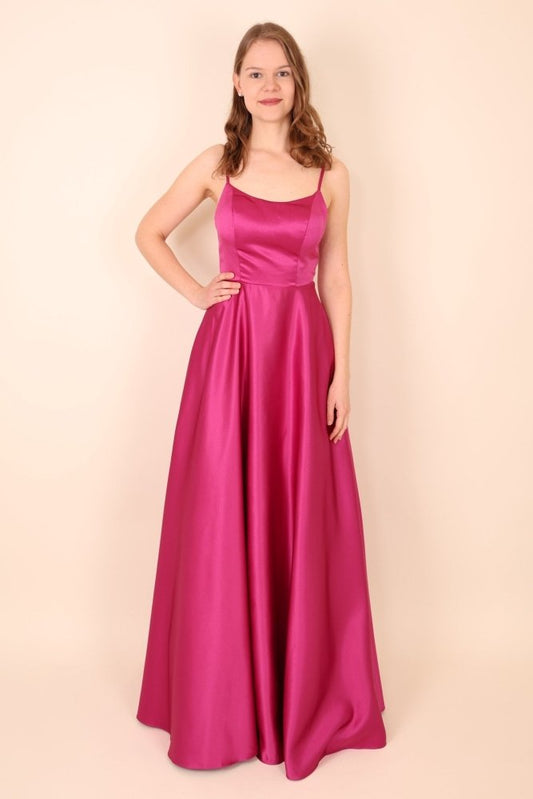 Satinkleid mit Tüll, pink - Dein Kleiderladen