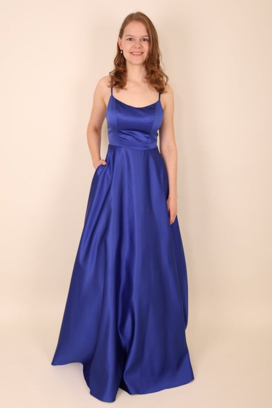 Satinkleid mit Tüll, royalblau - Dein Kleiderladen