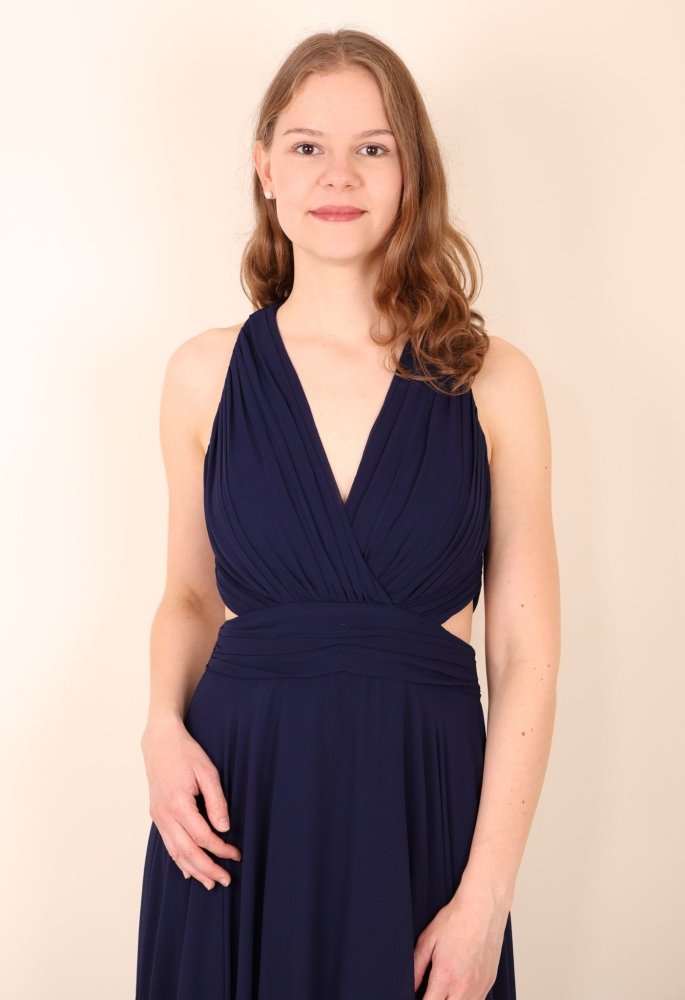 schlichtes Abendkleid, dunkelblau - Dein Kleiderladen