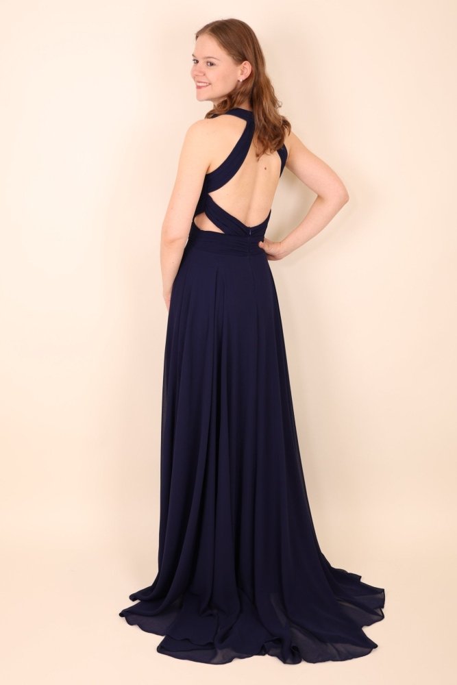 schlichtes Abendkleid, dunkelblau - Dein Kleiderladen