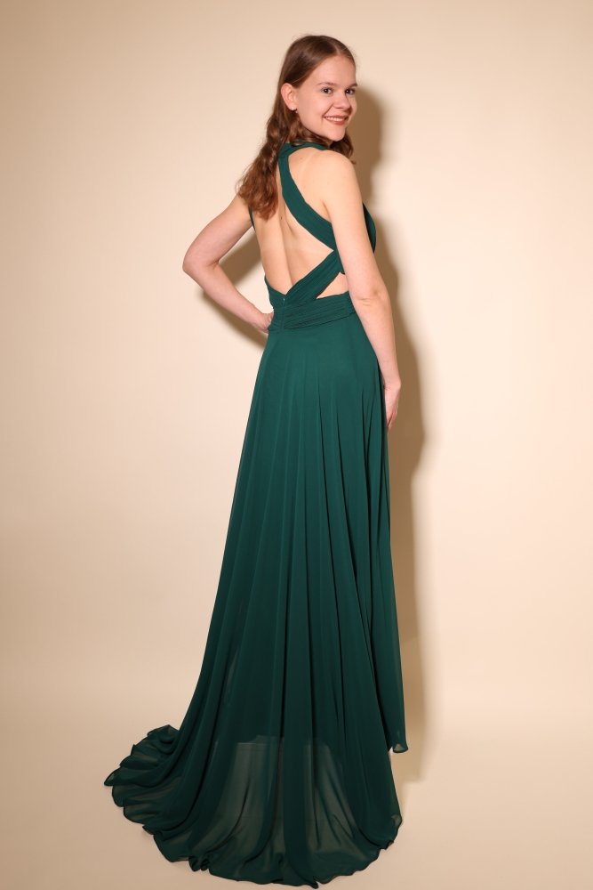 schlichtes Abendkleid, dunkelgrün - Dein Kleiderladen