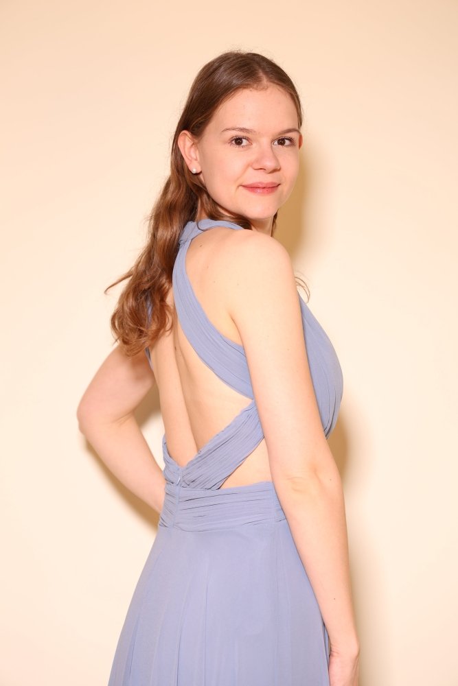 schlichtes Abendkleid, graublau - Dein Kleiderladen