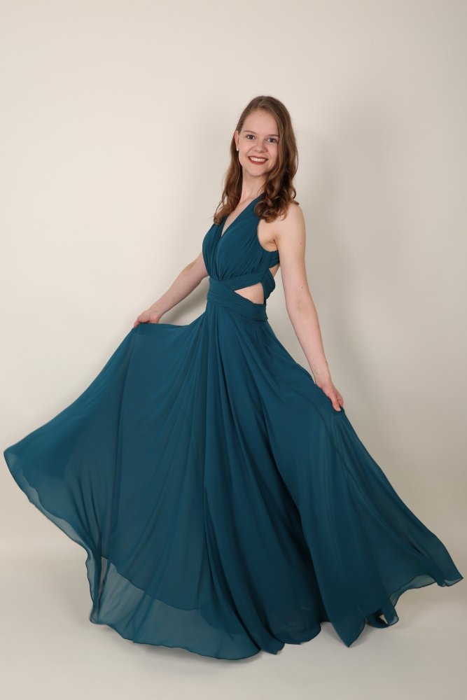 schlichtes Abendkleid, petrol - Dein Kleiderladen