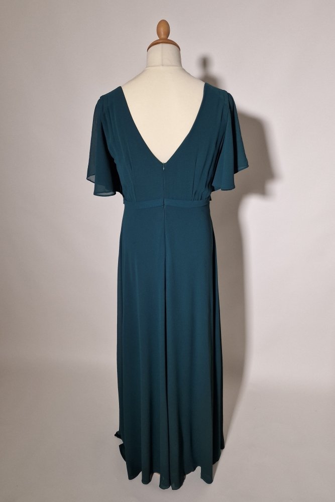 schlichtes Große Größen Abendkleid mit Ärmeln, dunkelgrün - Dein Kleiderladen