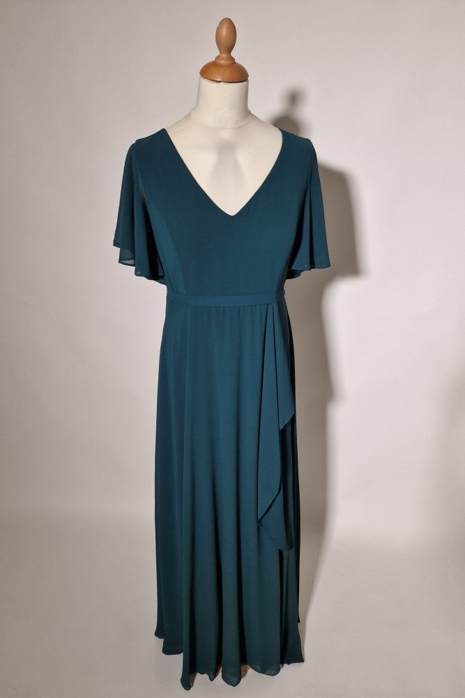 schlichtes Große Größen Abendkleid mit Ärmeln, dunkelgrün - Dein Kleiderladen