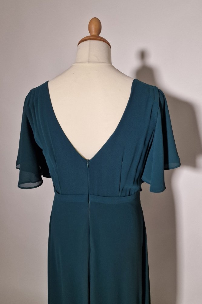 schlichtes Große Größen Abendkleid mit Ärmeln, dunkelgrün - Dein Kleiderladen