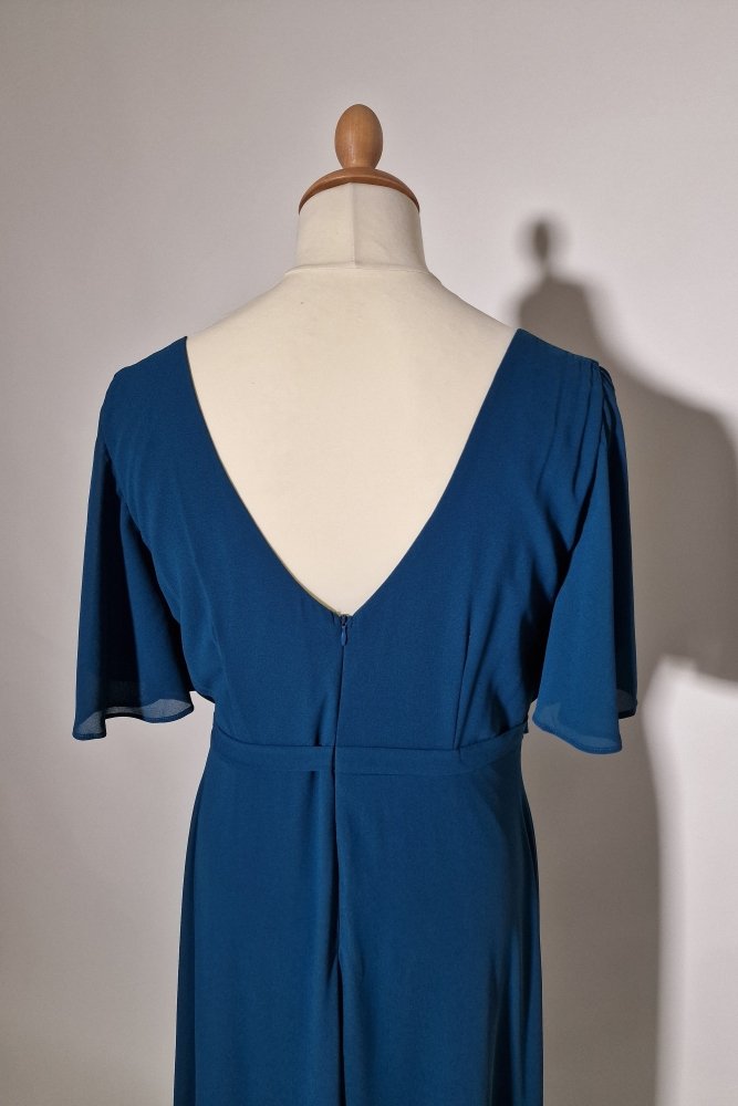 schlichtes Große Größen Abendkleid mit Ärmeln, petrol - Dein Kleiderladen