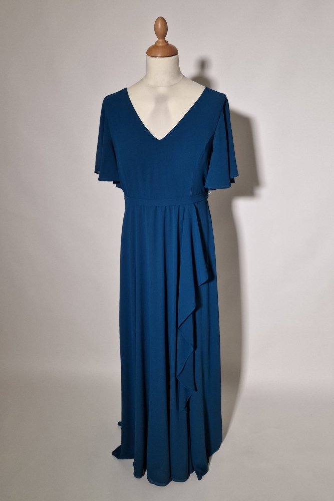 schlichtes Große Größen Abendkleid mit Ärmeln, petrol - Dein Kleiderladen