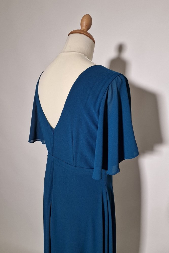 schlichtes Große Größen Abendkleid mit Ärmeln, petrol - Dein Kleiderladen