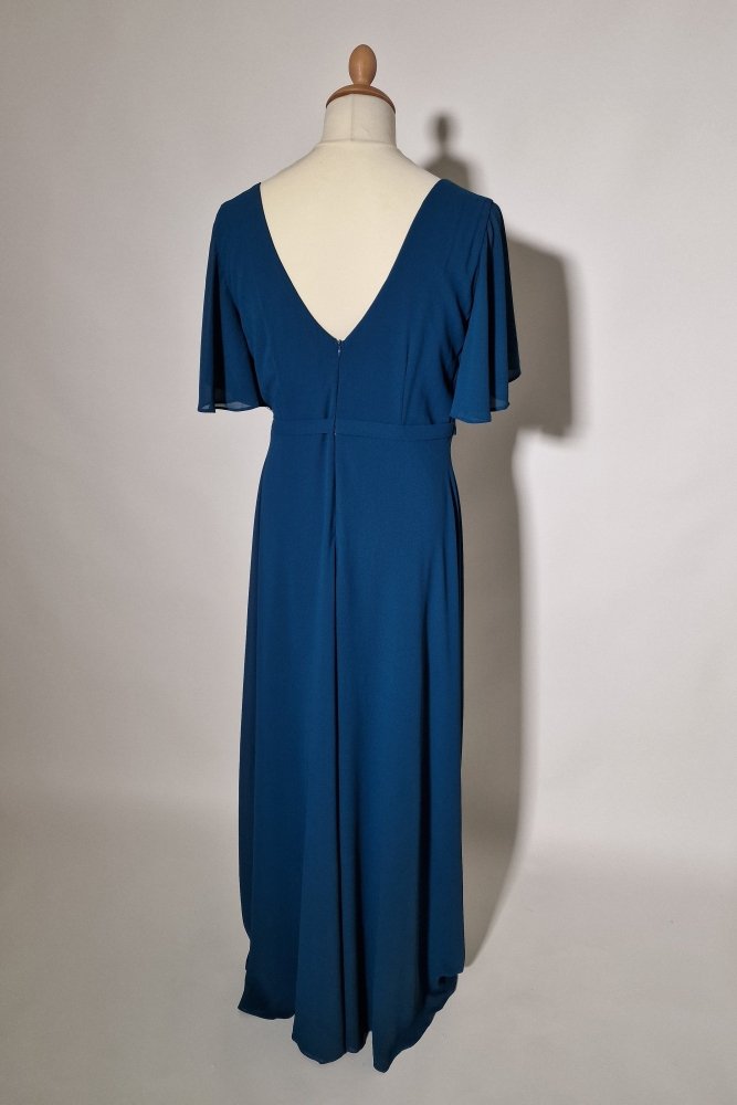 schlichtes Große Größen Abendkleid mit Ärmeln, petrol - Dein Kleiderladen