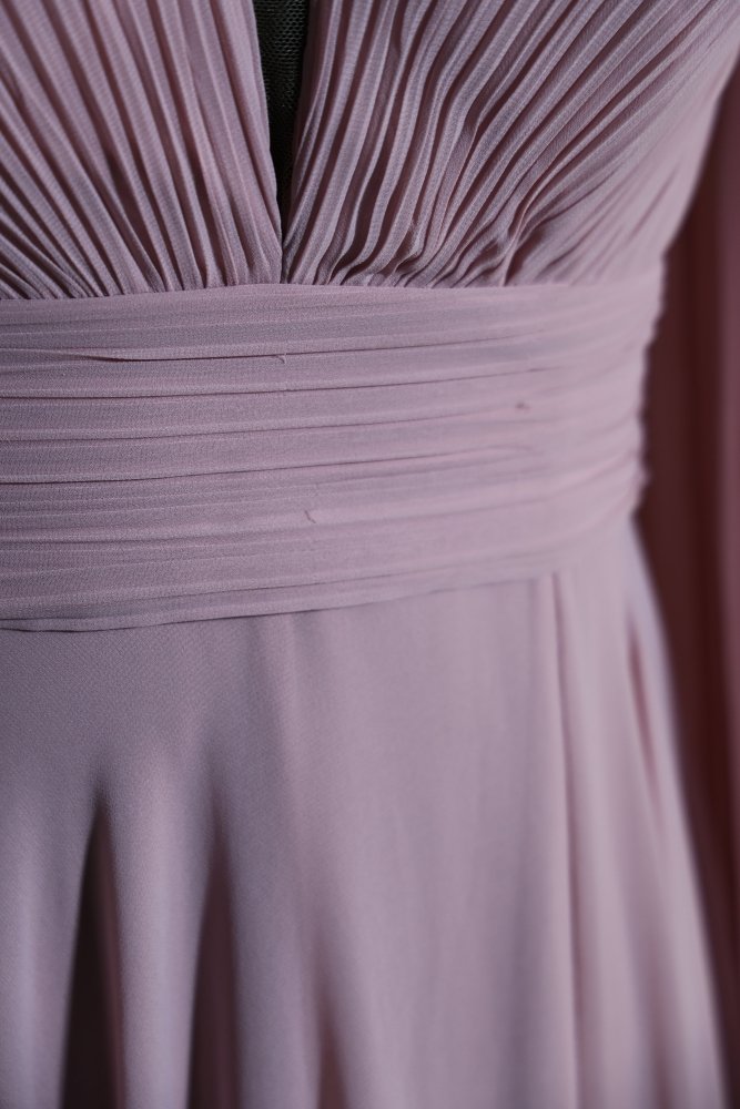 Second Hand Chiffonkleid mit langem Ärmlen und Rückenschnürung, rosa - Dein Kleiderladen