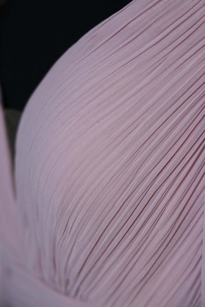 Second Hand Chiffonkleid mit langem Ärmlen und Rückenschnürung, rosa - Dein Kleiderladen