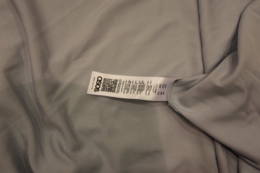 Second Hand Cocktailkleid mit rundem Ausschnitt und schwingendem Chiffon - Midirock, hellgrau - Dein Kleiderladen