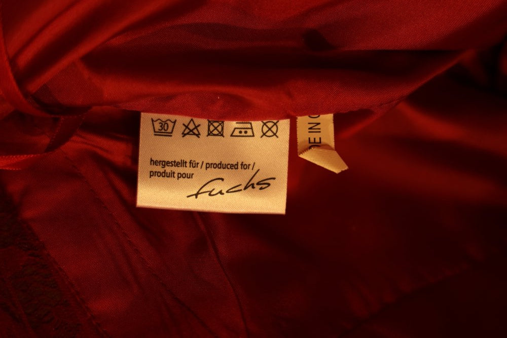 Second Hand kurzes, hochgeschlossenes Kleid mit Spitze, dunkelrot - Dein Kleiderladen