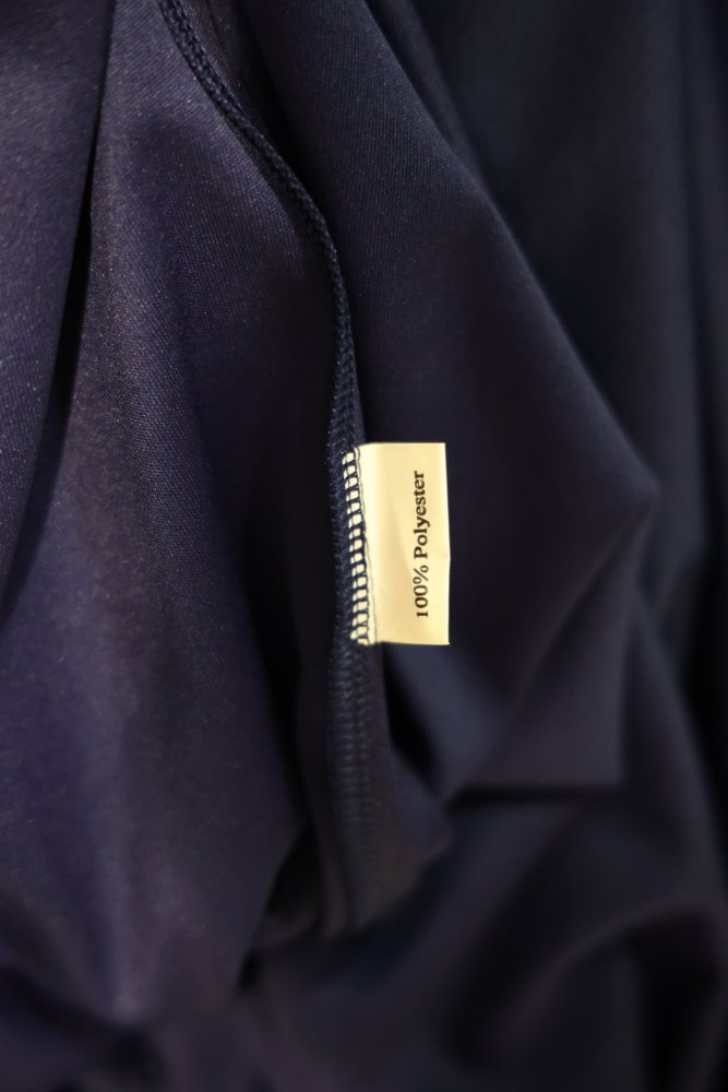 Second - Hand langarm Chiffonkleid mit Raffungen und Bestickungen, dunkelblau - Dein Kleiderladen