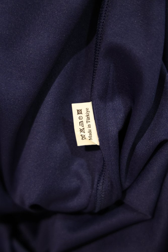 Second - Hand langarm Chiffonkleid mit Raffungen und Bestickungen, dunkelblau - Dein Kleiderladen