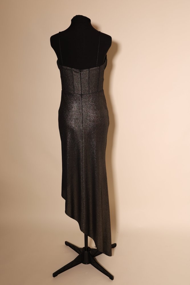 Second Hand Metallic Abendkleid mit Korsettoptik, schwarz - Dein Kleiderladen