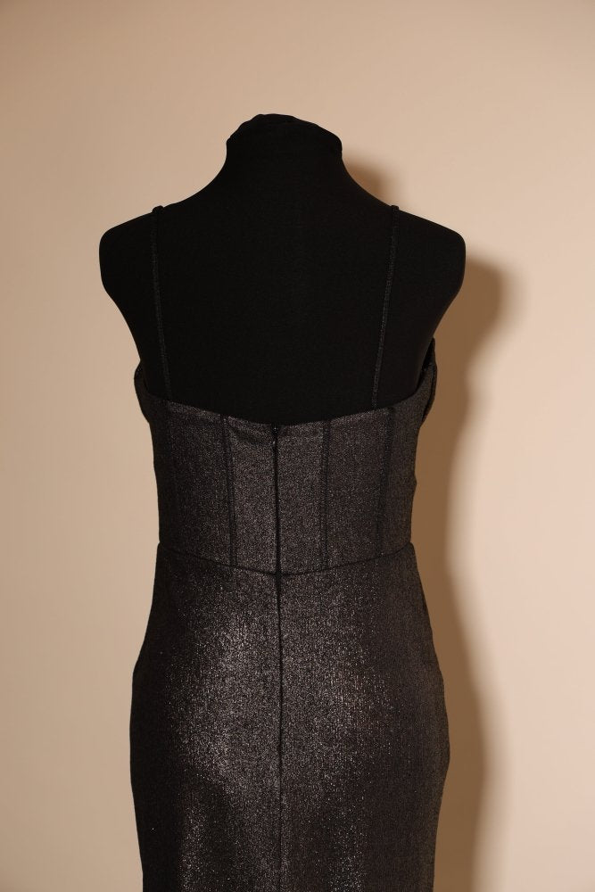 Second Hand Metallic Abendkleid mit Korsettoptik, schwarz - Dein Kleiderladen