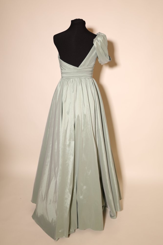 Second - Hand Satin - Tüllkleid mit Herzausschnitt und Schlitz, mint - Dein Kleiderladen