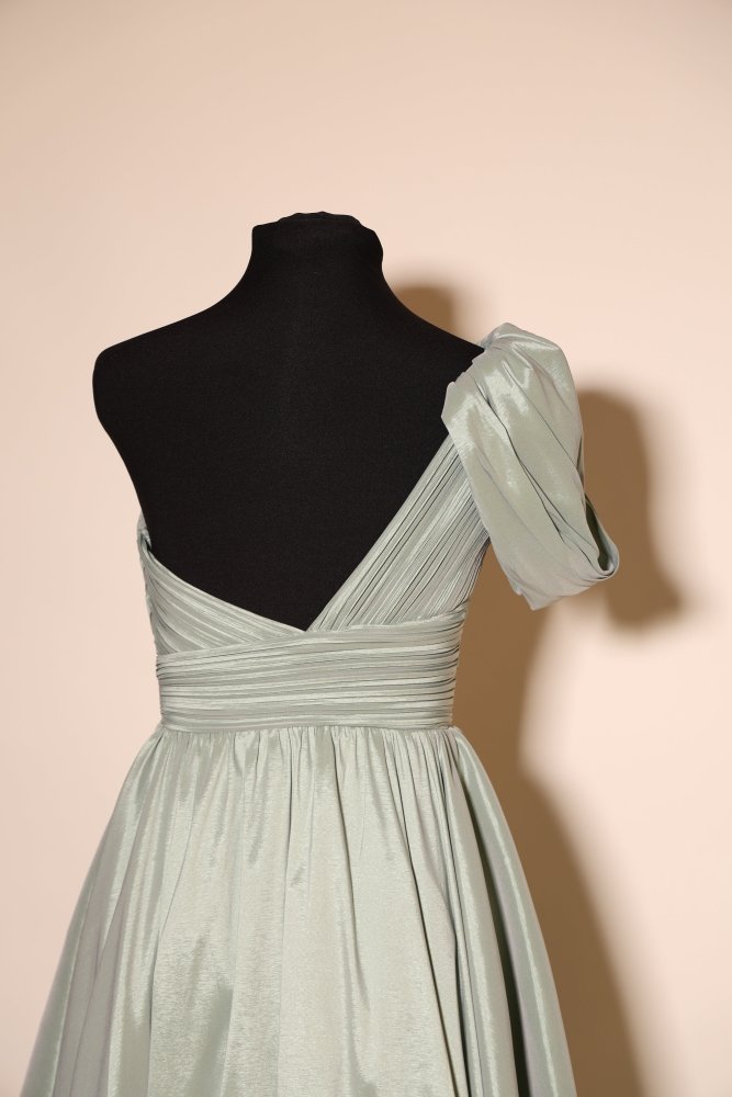 Second - Hand Satin - Tüllkleid mit Herzausschnitt und Schlitz, mint - Dein Kleiderladen